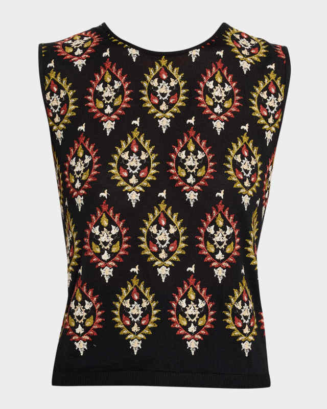 Embroidered Cashmere Knit vest